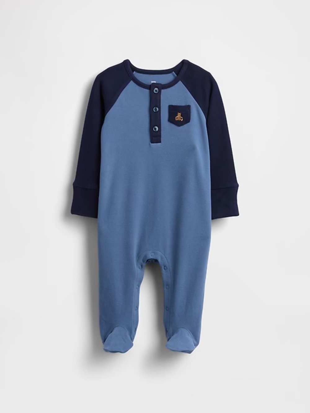 GAP Baby Softspun Colorblock Henley Footed One-Piece